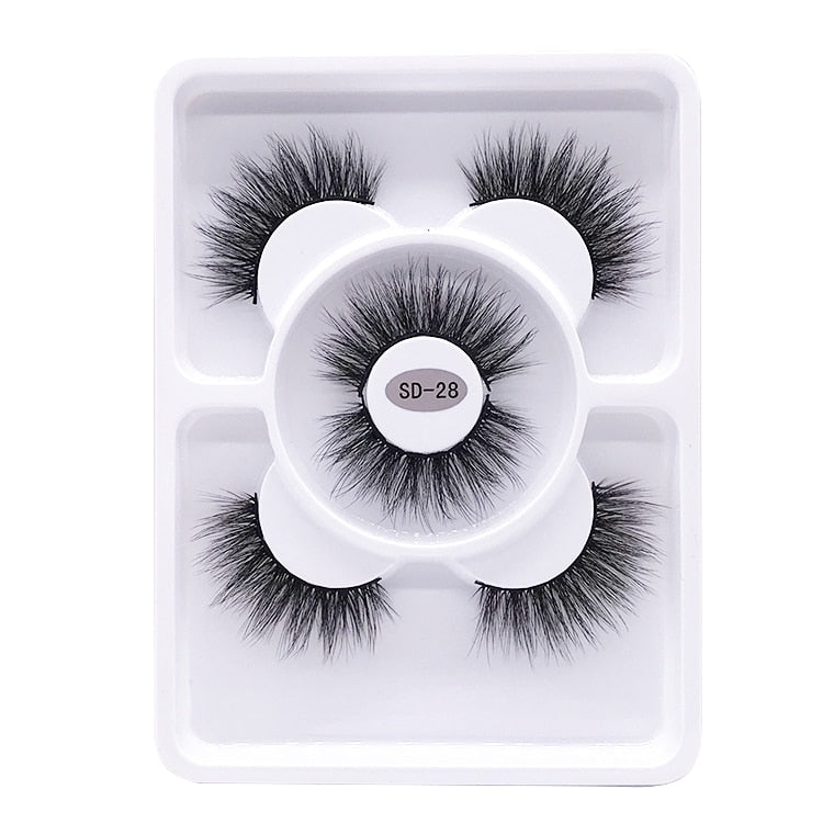 3 Pairs 3D Mink Style False Eyelashes | Natural, Reusable, Dramatic