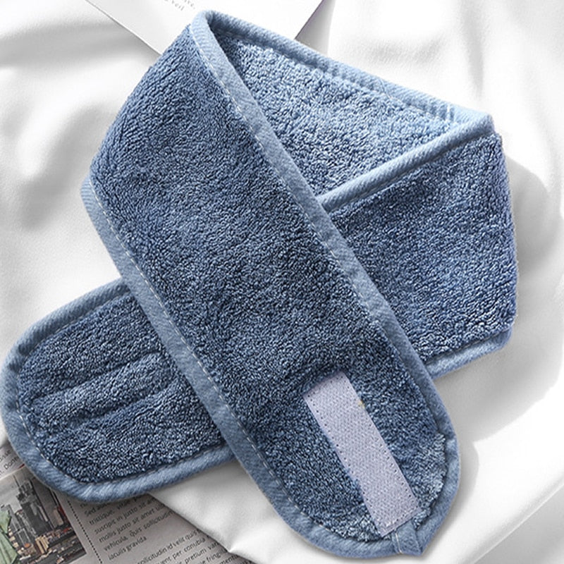 Soft Toweling Spa Headband — Adjustable Facial Hair Wrap