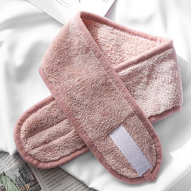 Soft Toweling Spa Headband — Adjustable Facial Hair Wrap