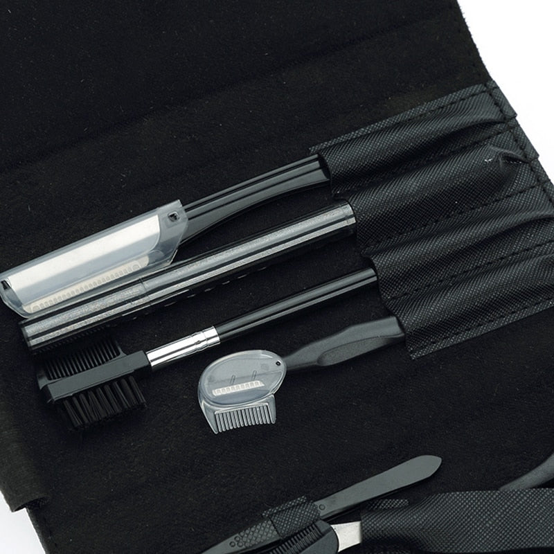 8-Piece Eyebrow Trimmer & Grooming Kit | Brow Scissors, Tweezers & Brush Set
