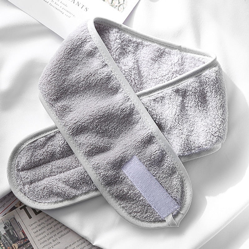 Soft Toweling Spa Headband — Adjustable Facial Hair Wrap