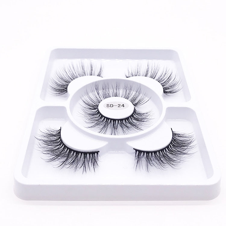 3 Pairs 3D Mink Style False Eyelashes | Natural, Reusable, Dramatic