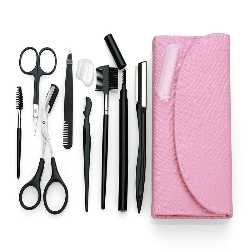 8-Piece Eyebrow Trimmer & Grooming Kit | Brow Scissors, Tweezers & Brush Set