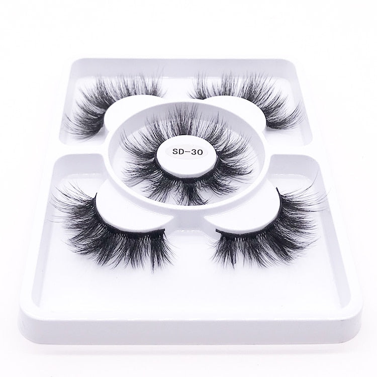3 Pairs 3D Mink Style False Eyelashes | Natural, Reusable, Dramatic
