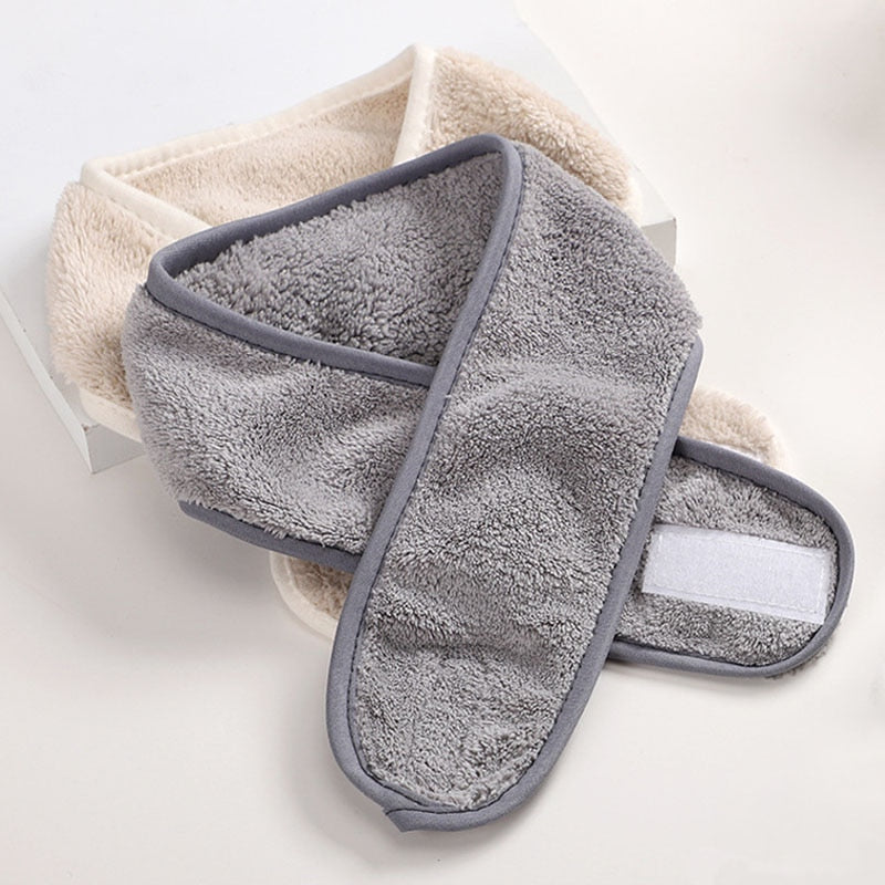 Soft Toweling Spa Headband — Adjustable Facial Hair Wrap