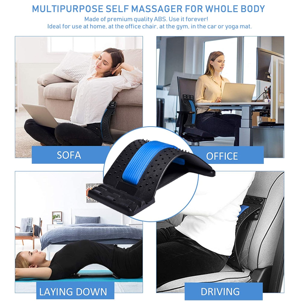 Back Massager & Stretcher Device | Lumbar Support & Spine Relief Tool
