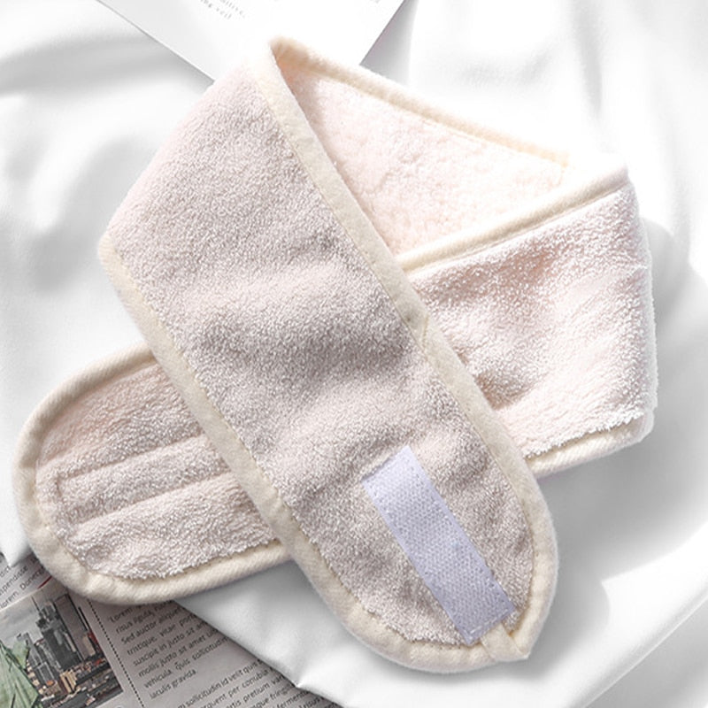 Soft Toweling Spa Headband — Adjustable Facial Hair Wrap