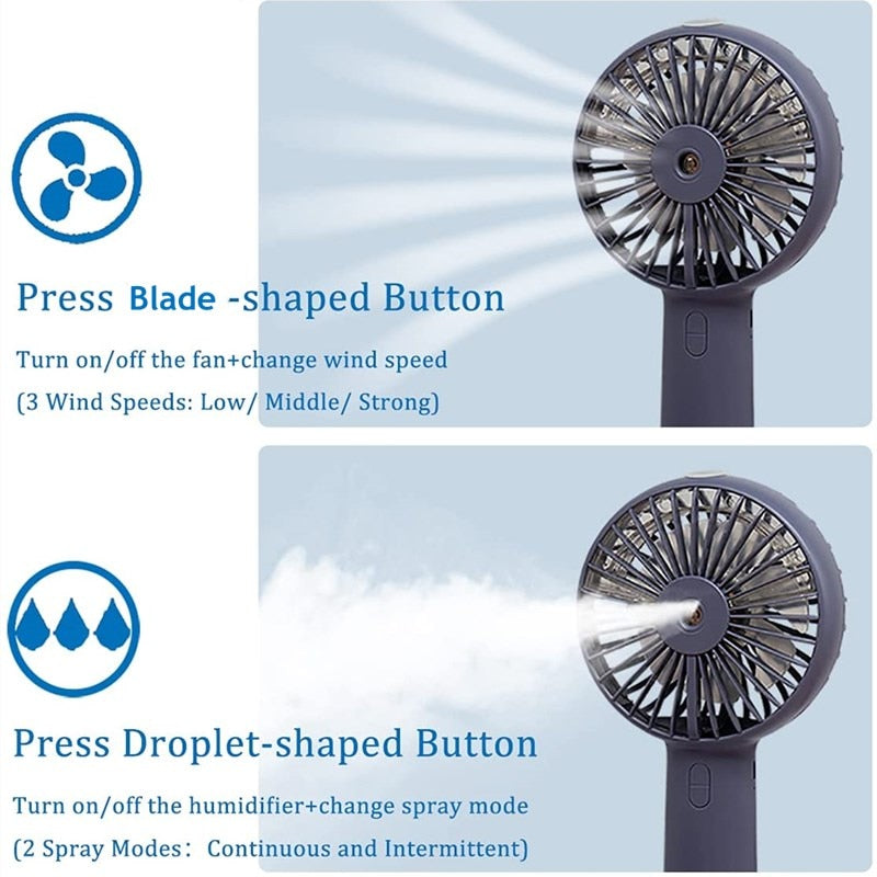 Battery-Powered Mist Spray Fan | USB Rechargeable Portable Cooling & Humidifier Fan