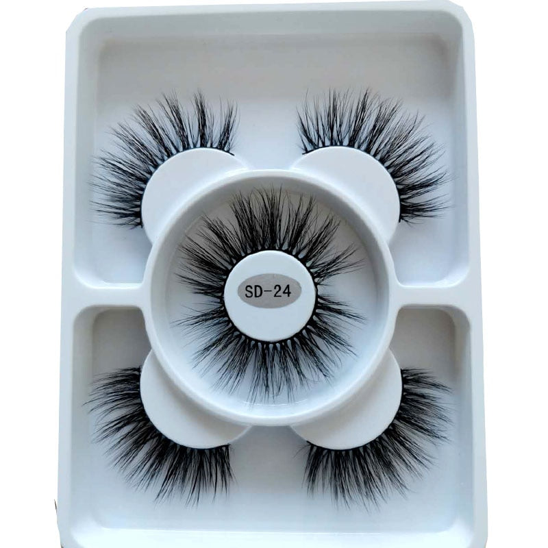 3 Pairs 3D Mink Style False Eyelashes | Natural, Reusable, Dramatic