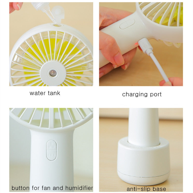 Battery-Powered Mist Spray Fan | USB Rechargeable Portable Cooling & Humidifier Fan