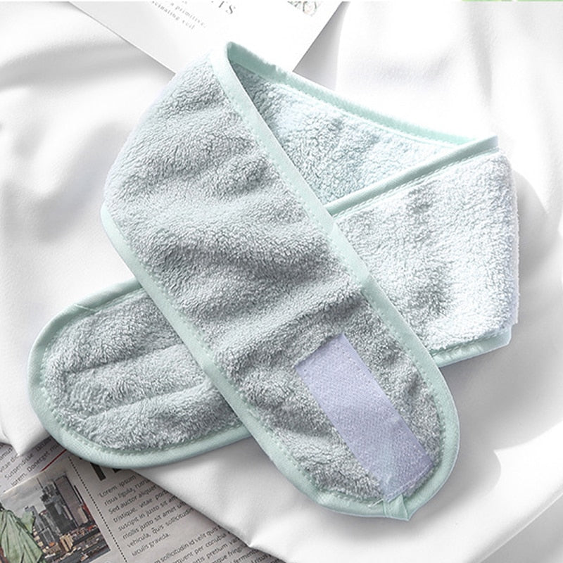 Soft Toweling Spa Headband — Adjustable Facial Hair Wrap
