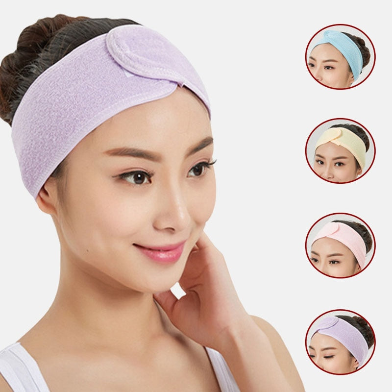 Soft Toweling Spa Headband — Adjustable Facial Hair Wrap