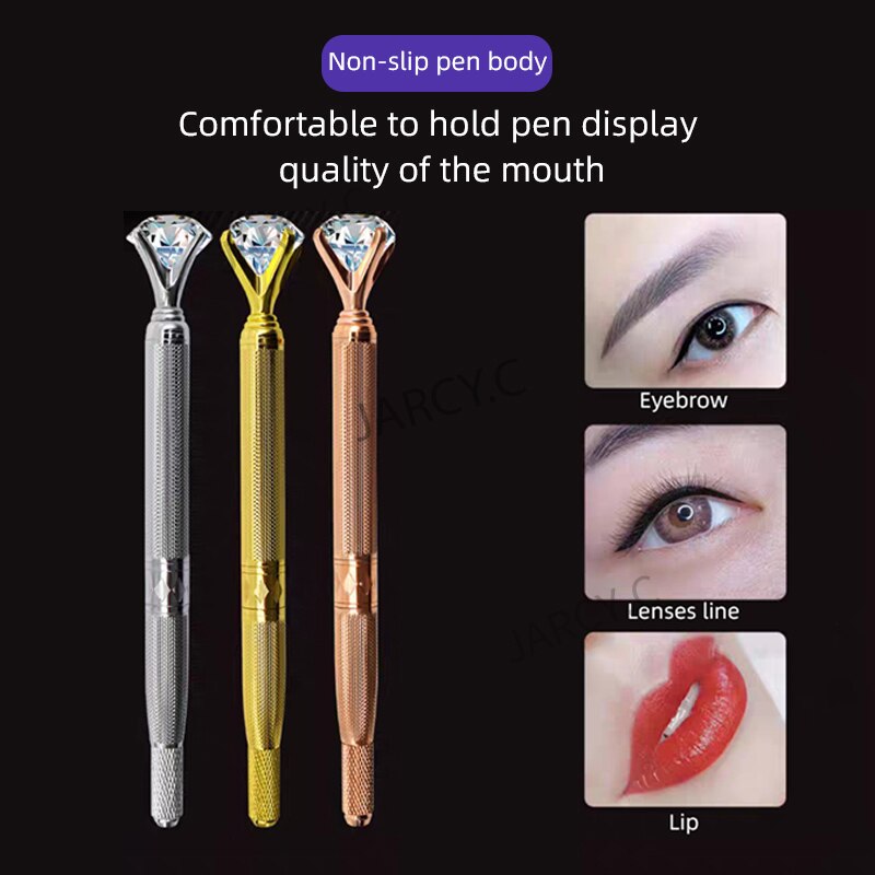 3D Embroidery Manual Pen | Eyebrow & Lip Tattoo Tool with Crystal Accent