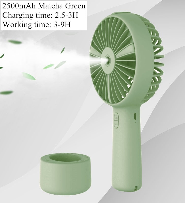 Battery-Powered Mist Spray Fan | USB Rechargeable Portable Cooling & Humidifier Fan