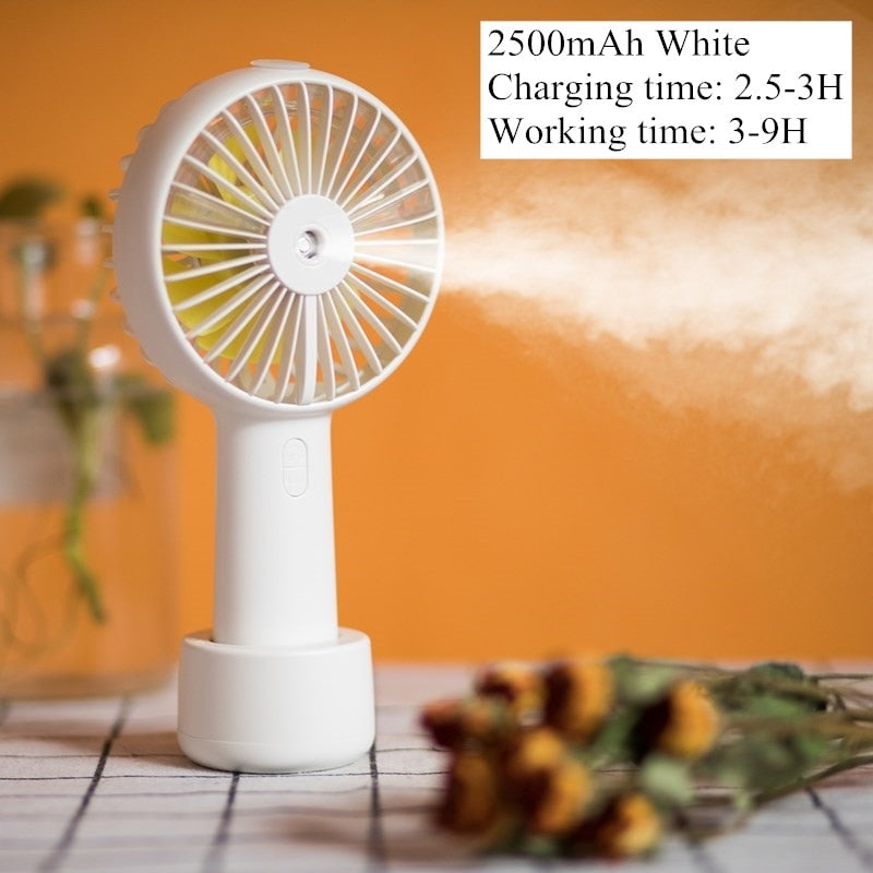 Battery-Powered Mist Spray Fan | USB Rechargeable Portable Cooling & Humidifier Fan