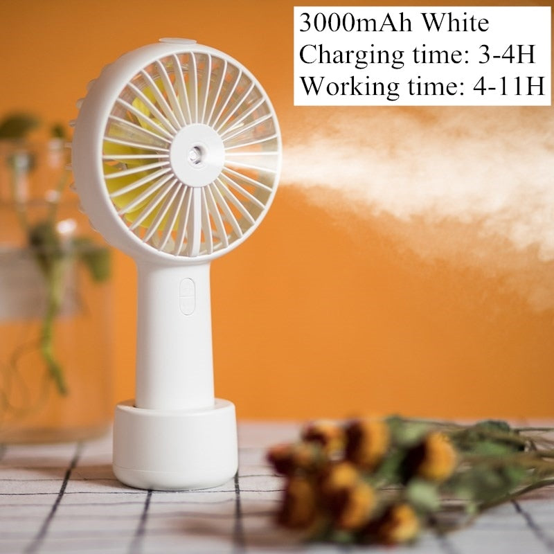 Battery-Powered Mist Spray Fan | USB Rechargeable Portable Cooling & Humidifier Fan