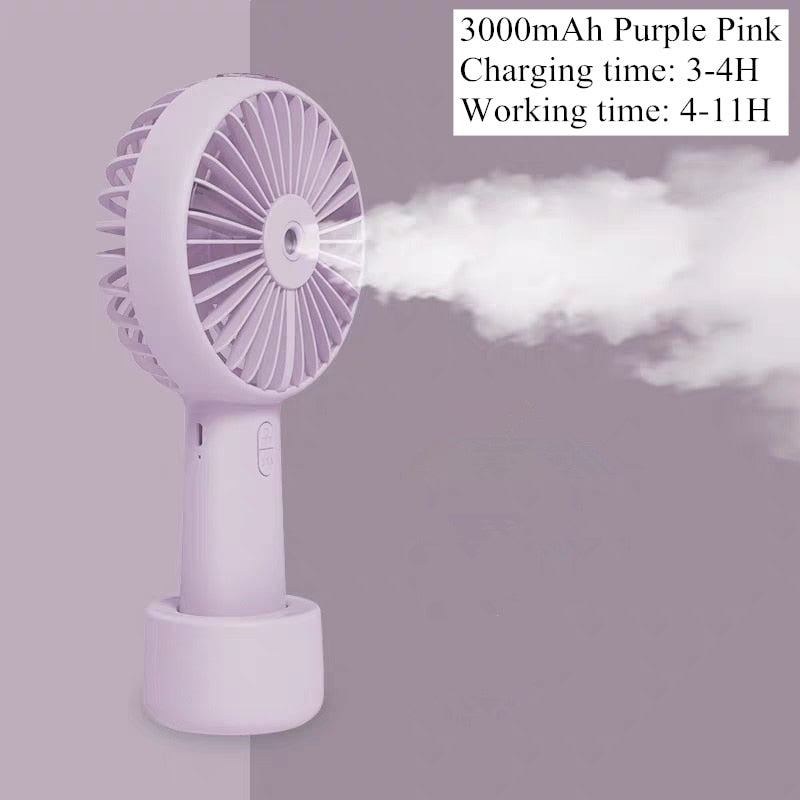 Battery-Powered Mist Spray Fan | USB Rechargeable Portable Cooling & Humidifier Fan