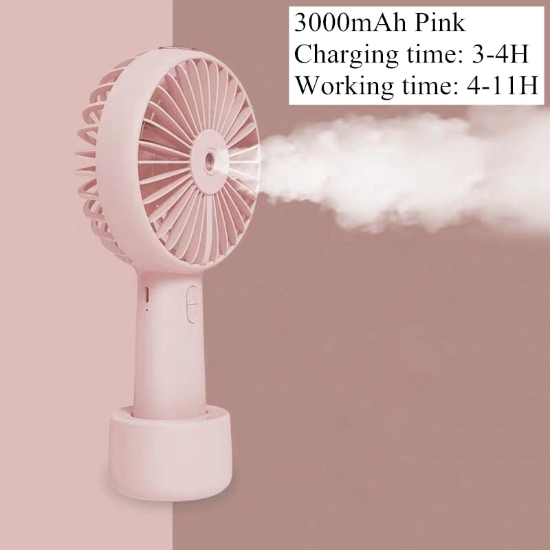Battery-Powered Mist Spray Fan | USB Rechargeable Portable Cooling & Humidifier Fan