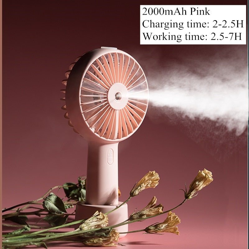 Battery-Powered Mist Spray Fan | USB Rechargeable Portable Cooling & Humidifier Fan