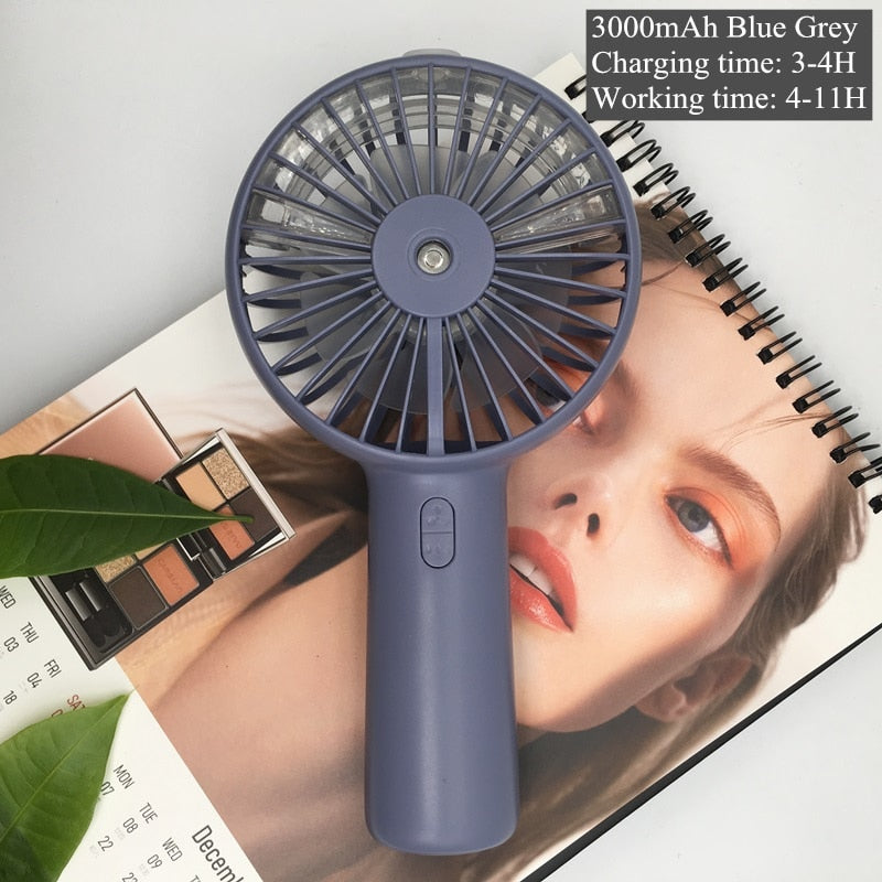 Battery-Powered Mist Spray Fan | USB Rechargeable Portable Cooling & Humidifier Fan