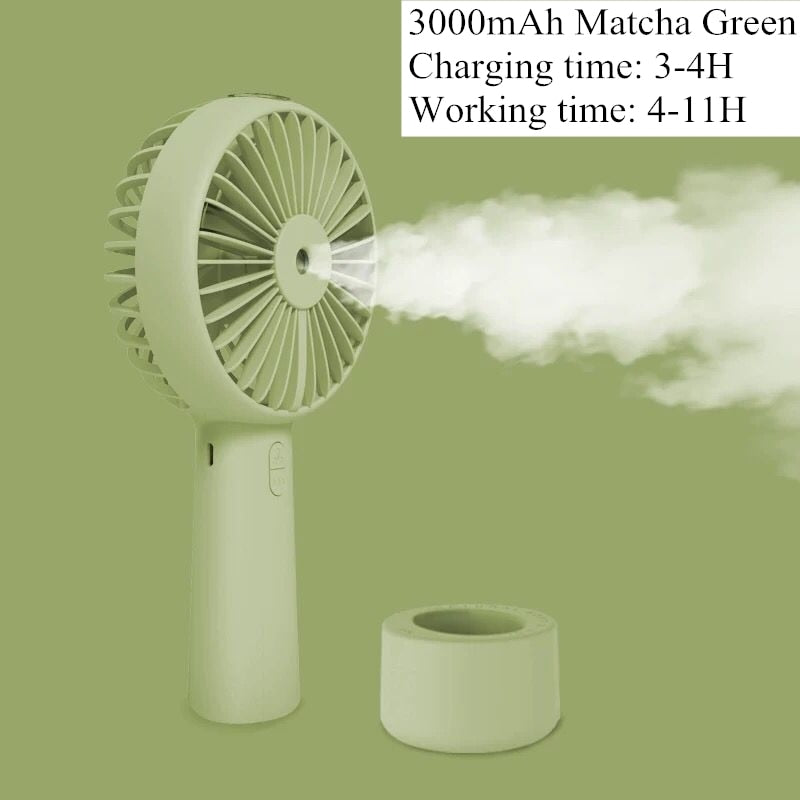 Battery-Powered Mist Spray Fan | USB Rechargeable Portable Cooling & Humidifier Fan