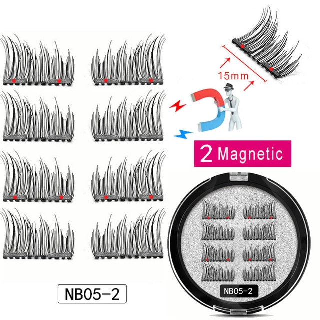 8-Piece Magnetic Eyelash Set | Reusable False Lashes with 2 Magnetic Liner Strips