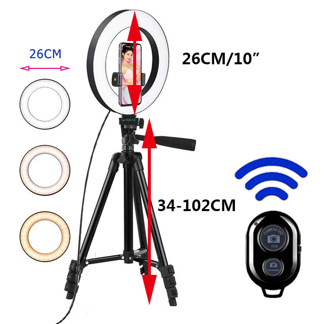 26cm Photo LED Selfie Ring Light with Phone Remote Control Lamp