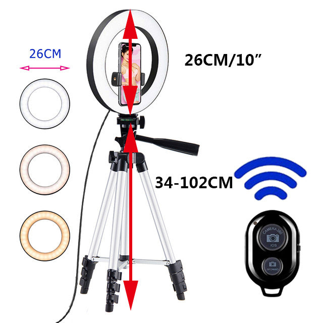 26cm Photo LED Selfie Ring Light with Phone Remote Control Lamp