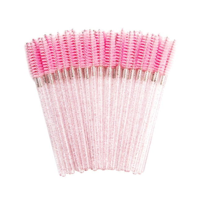 50-Piece Disposable Eyelash Brush Spoolie Set | Single-Use Lash & Brow Wands