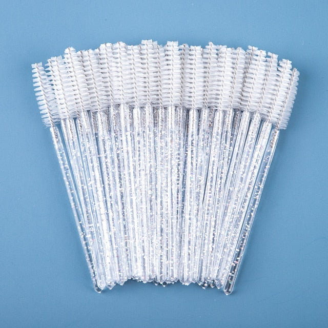 50-Piece Disposable Eyelash Brush Spoolie Set | Single-Use Lash & Brow Wands