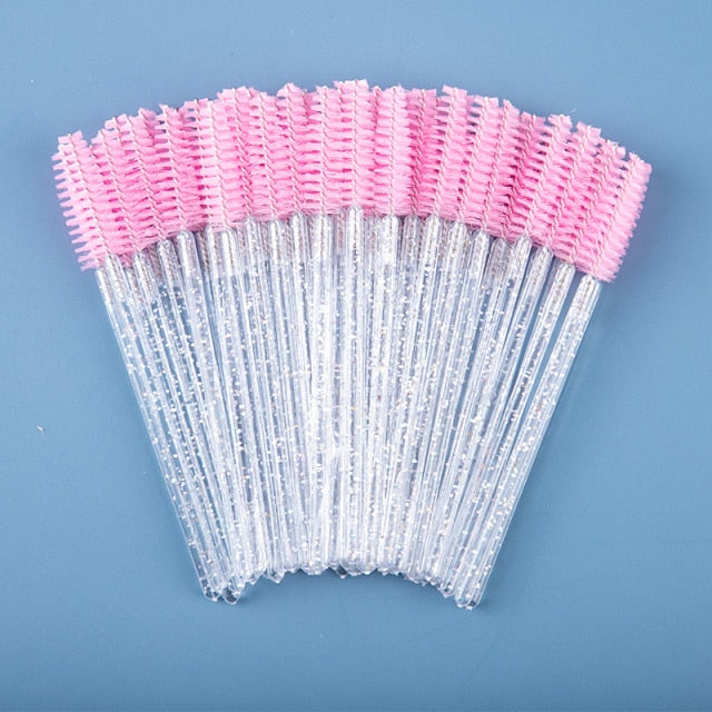 50-Piece Disposable Eyelash Brush Spoolie Set | Single-Use Lash & Brow Wands