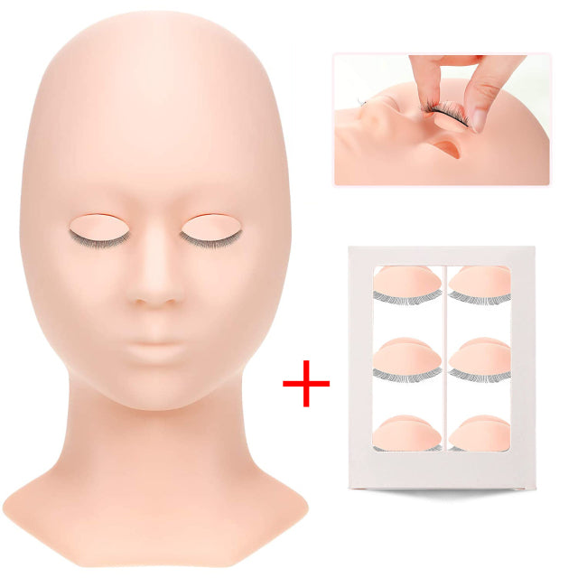 Lash Mannequin Head Training Kit | Reusable Eyelash Extension Practice Head
