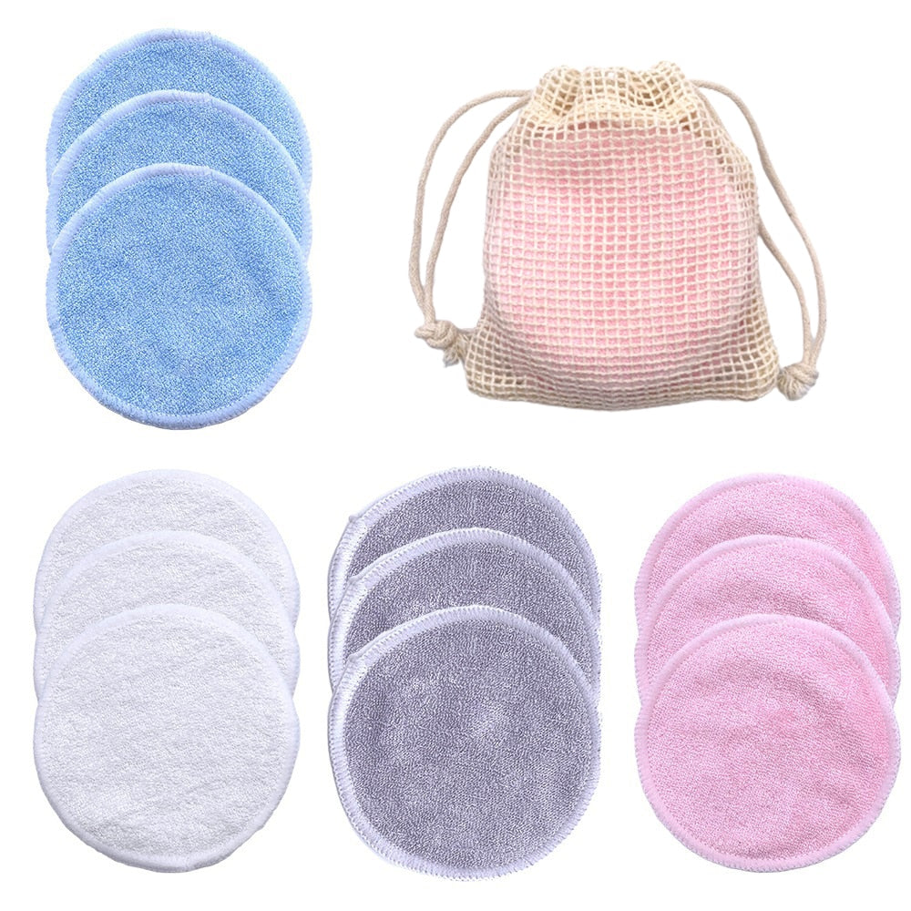 10PCS/Set Reusable Bamboo Fiber Makeup Removal Round Pads