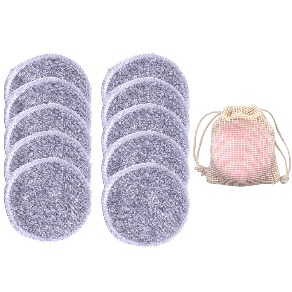 10PCS/Set Reusable Bamboo Fiber Makeup Removal Round Pads