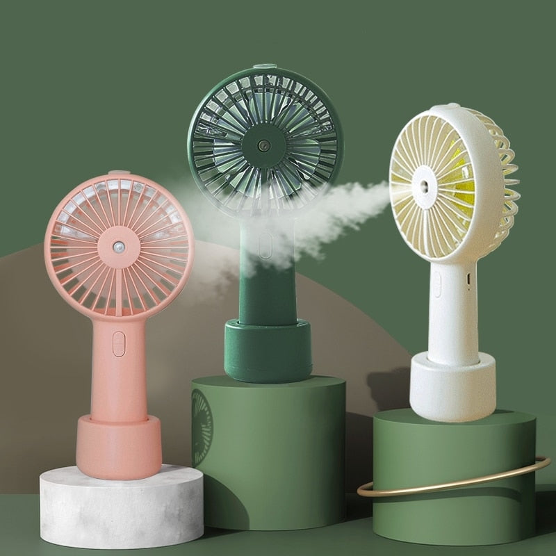 Battery-Powered Mist Spray Fan | USB Rechargeable Portable Cooling & Humidifier Fan