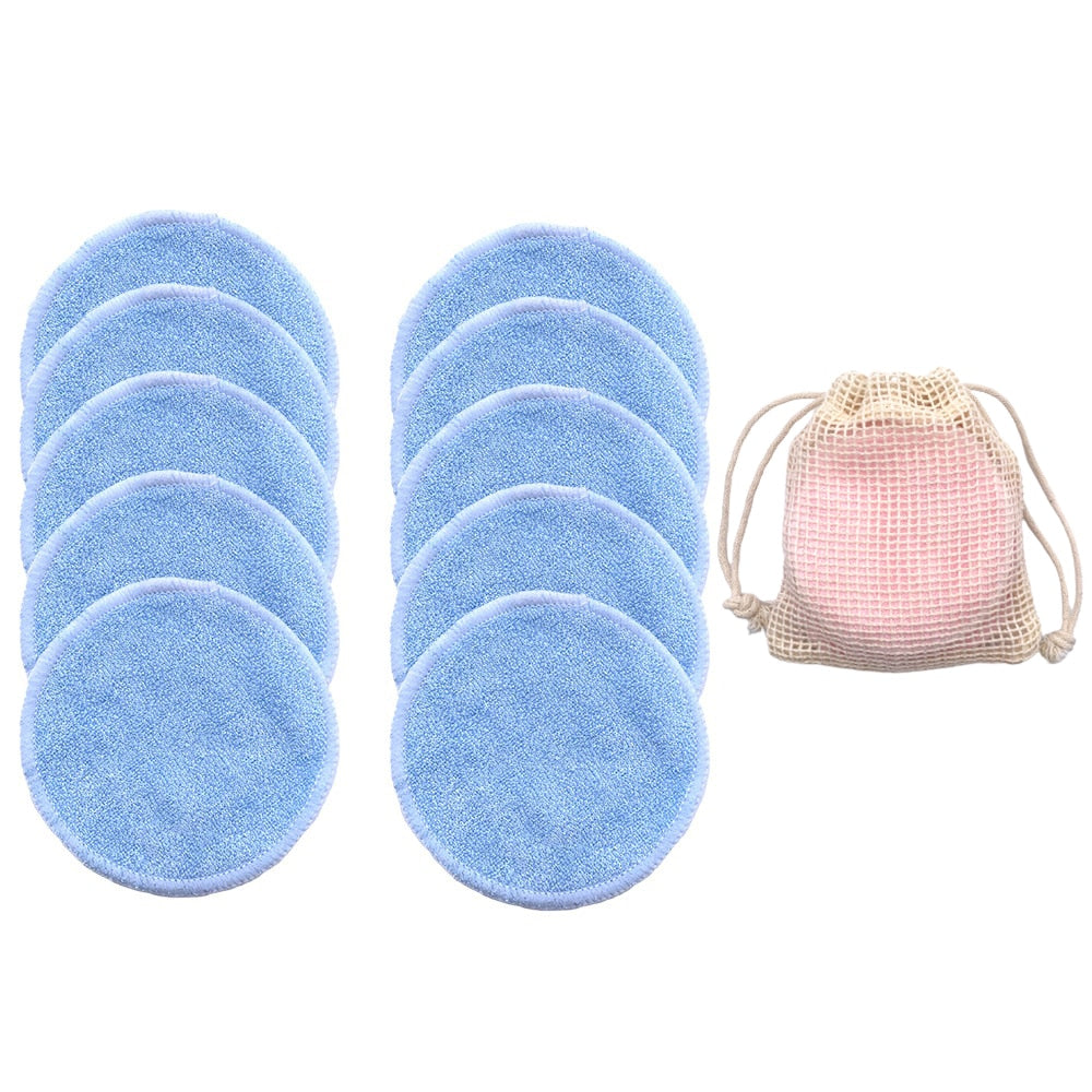 10PCS/Set Reusable Bamboo Fiber Makeup Removal Round Pads