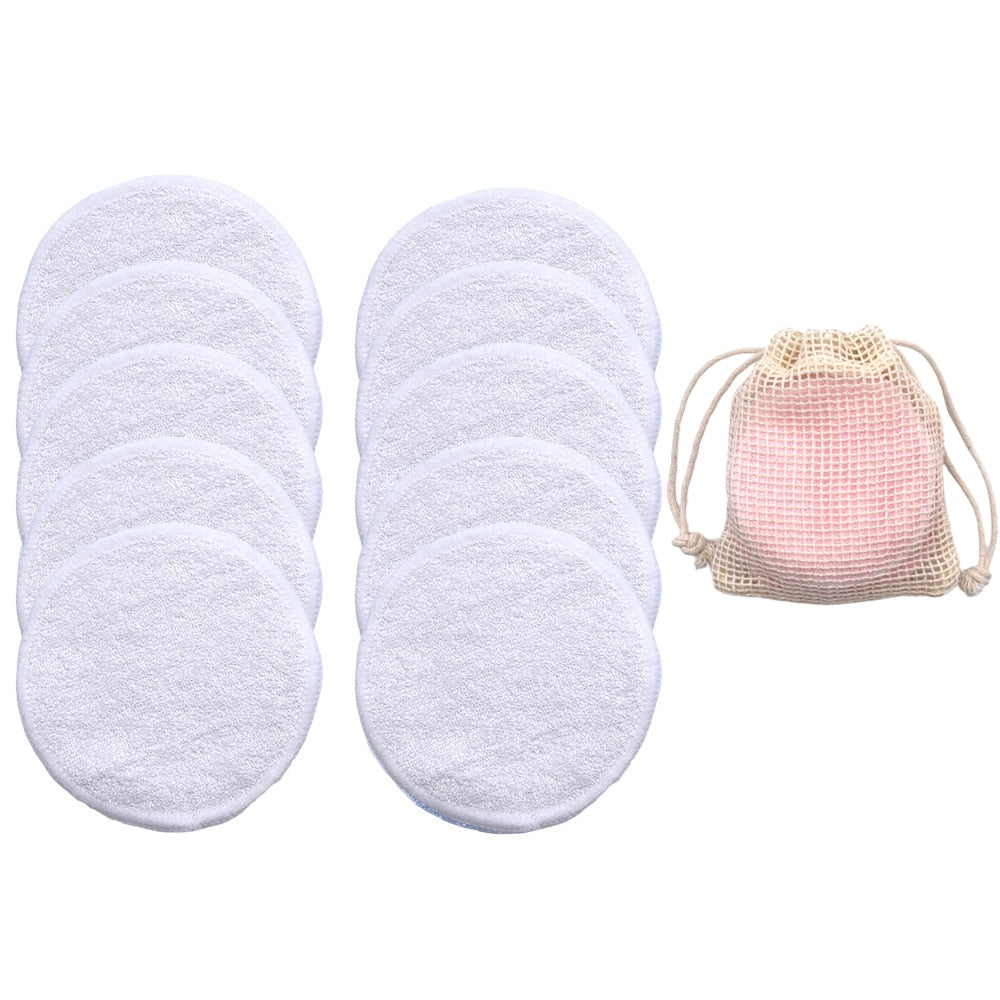 10PCS/Set Reusable Bamboo Fiber Makeup Removal Round Pads