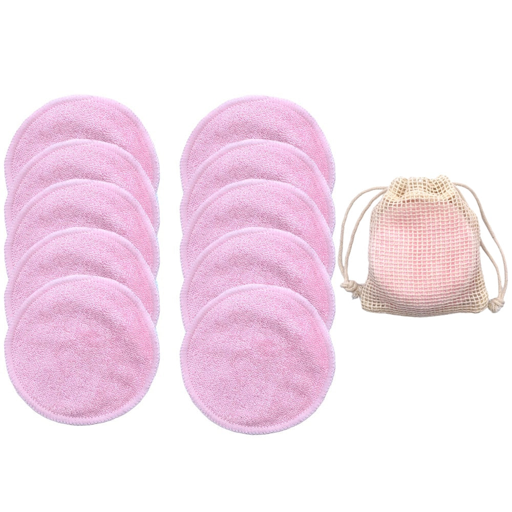 Reusable Bamboo Fiber Makeup Removal Rounds (10-Piece Set)