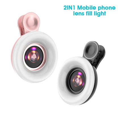 Portable Selfie LED Ring Mobile Light (15X macro lens)