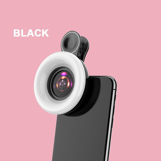 Portable Selfie LED Ring Mobile Light (15X macro lens)