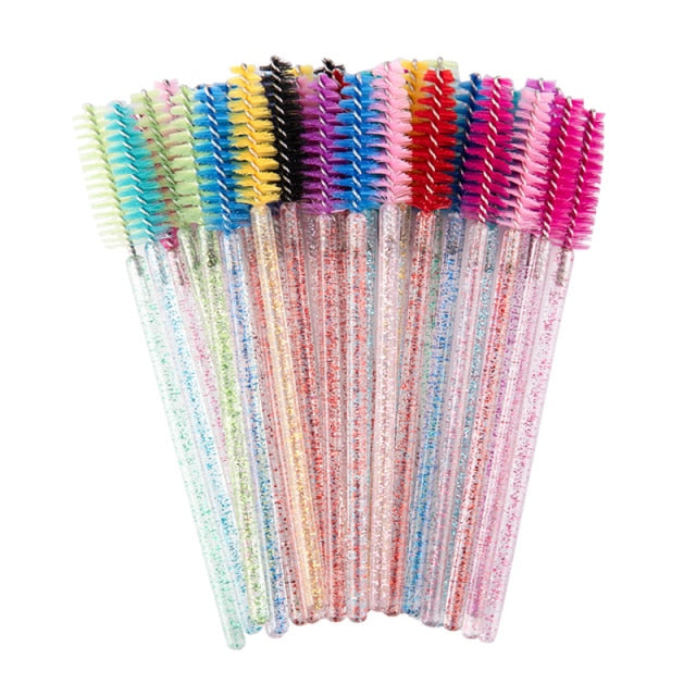 50-Piece Disposable Eyelash Brush Spoolie Set | Single-Use Lash & Brow Wands